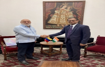 The Ambassador of India, Mr. Ashokbabu met with the Vice Minister for Multilateral Issues of the Ministry of People's Power for Foreign Affairs, Mr. Ruben Dario Molina, and held a discussion on matters of bilateral interest.
